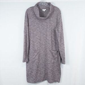 J Jill Pure Jill Marled‎ Cowl Neck Dress Tunic Womens Medium Tall Purple Pockets